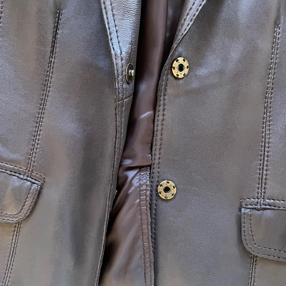 Michael Kors Brown Leather Blazer Jacket - Picture 4 of 11